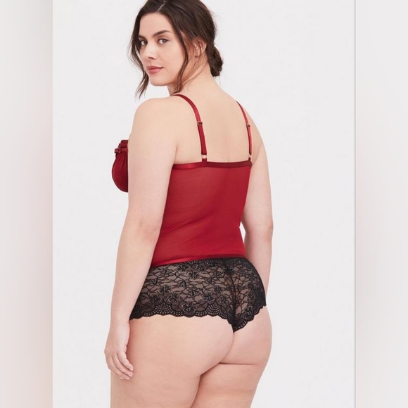 Red Lace & Mesh Strappy Underwire Bustier Size X2 NWT OBO - Picture 4 of 8